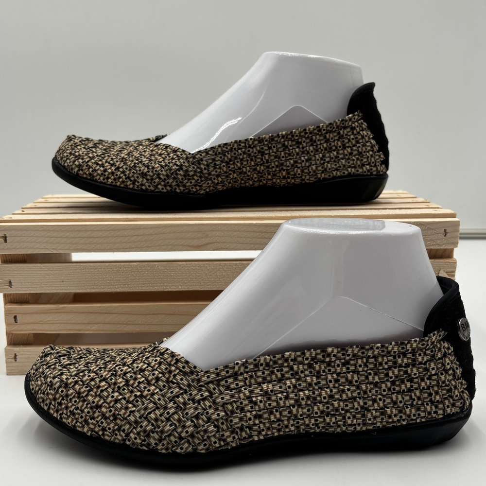 Bernie Mev Woven Stretch Loafer Flats Brown‎ Tan Comfort Shoes Womens 6.5
